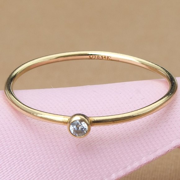 NEW 14K Gold Filled CZ Minimalist Stacking Ring, Everyday Jewelry Christmas Gift - Picture 1 of 8
